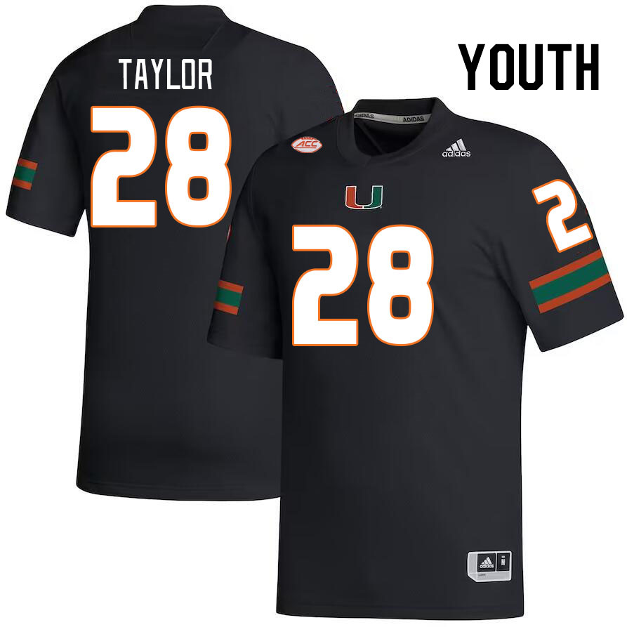 Youth #28 Isaiah Taylor Miami Hurricanes College Football Jerseys Stitched-Black